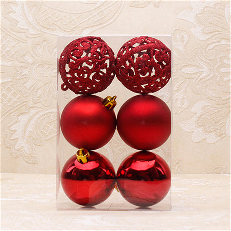 Adornos de purpurina ahuecados para árbol de Navidad, accesorios de decoración navideña, 6 cm