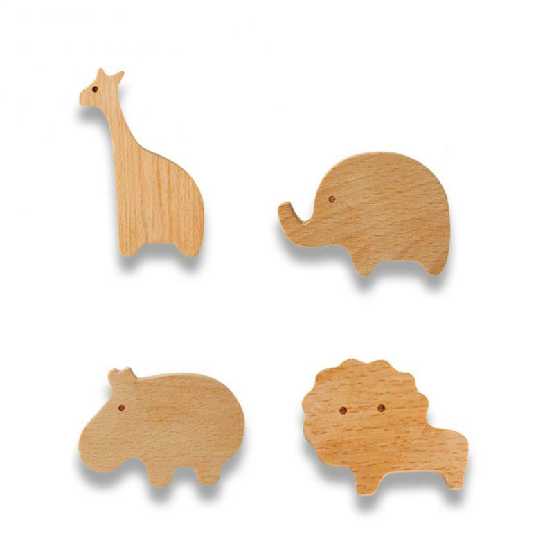 Wooden Door Handles Cute Animal Wood Furniture Handles for Cabinets and Drawers Door Knobs Kitchen Cupboard Wardrobe Pulls