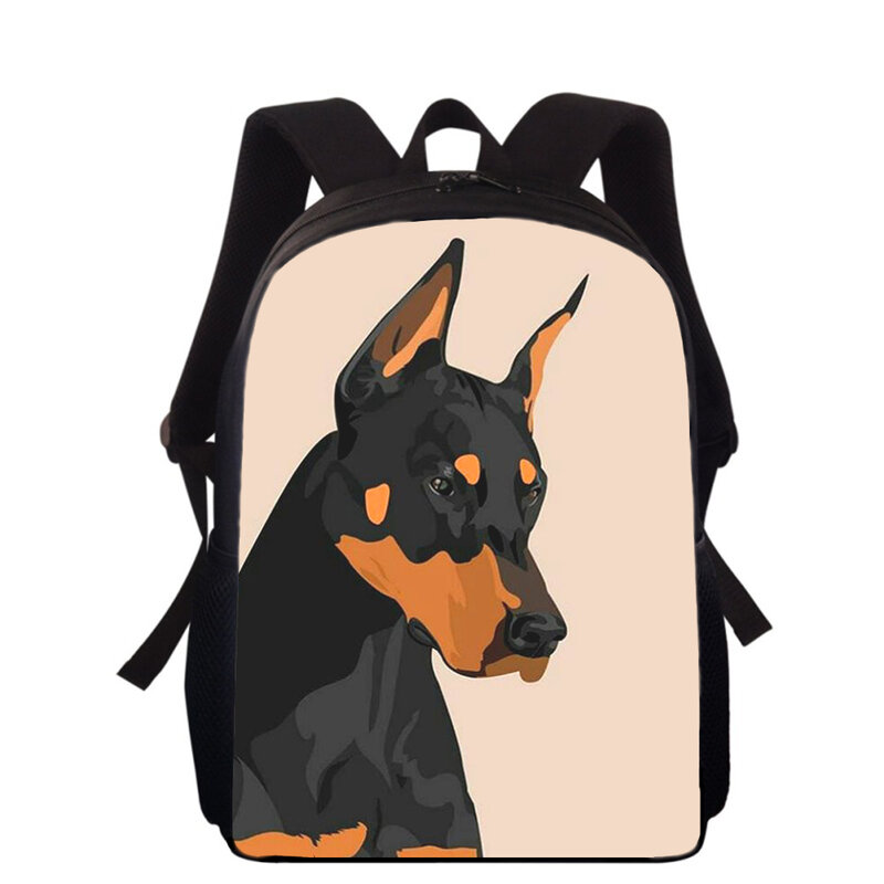 Doberman cool dog-mochila con estampado 3D para niños, mochilas escolares de primaria para niños y niñas, 16"