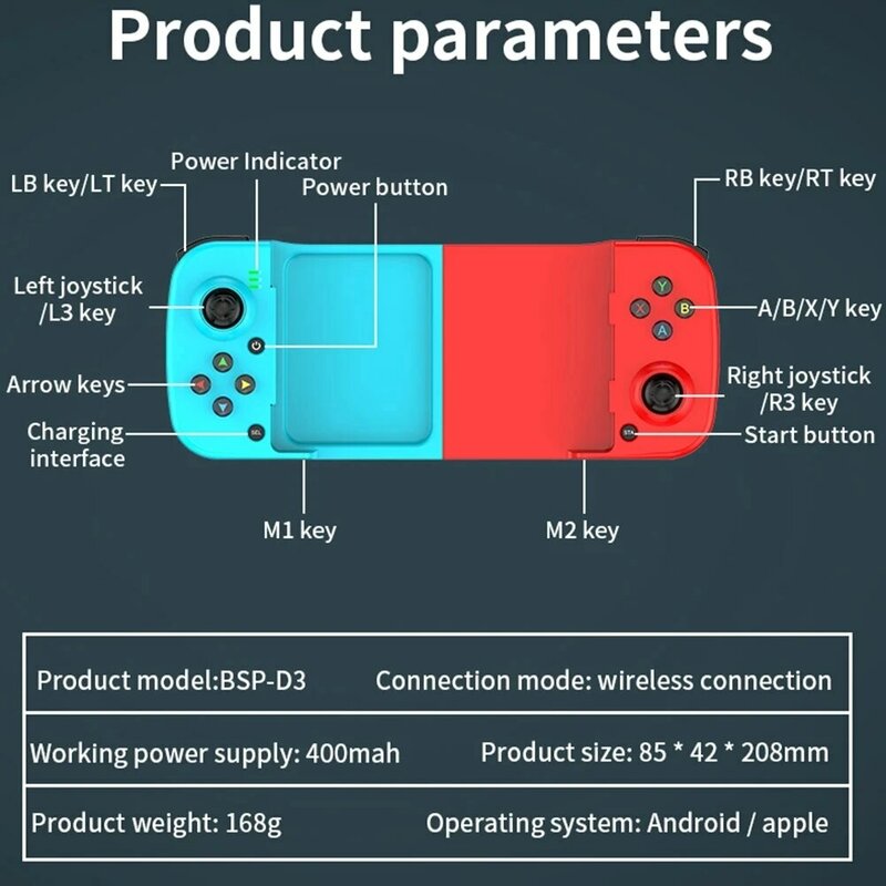 Телескопический геймпад для Apple IOS Android PUBG Switch PS4, тянущийся беспроводной BT 5,0, контроллер для телефона Eat Chicken, джойстик