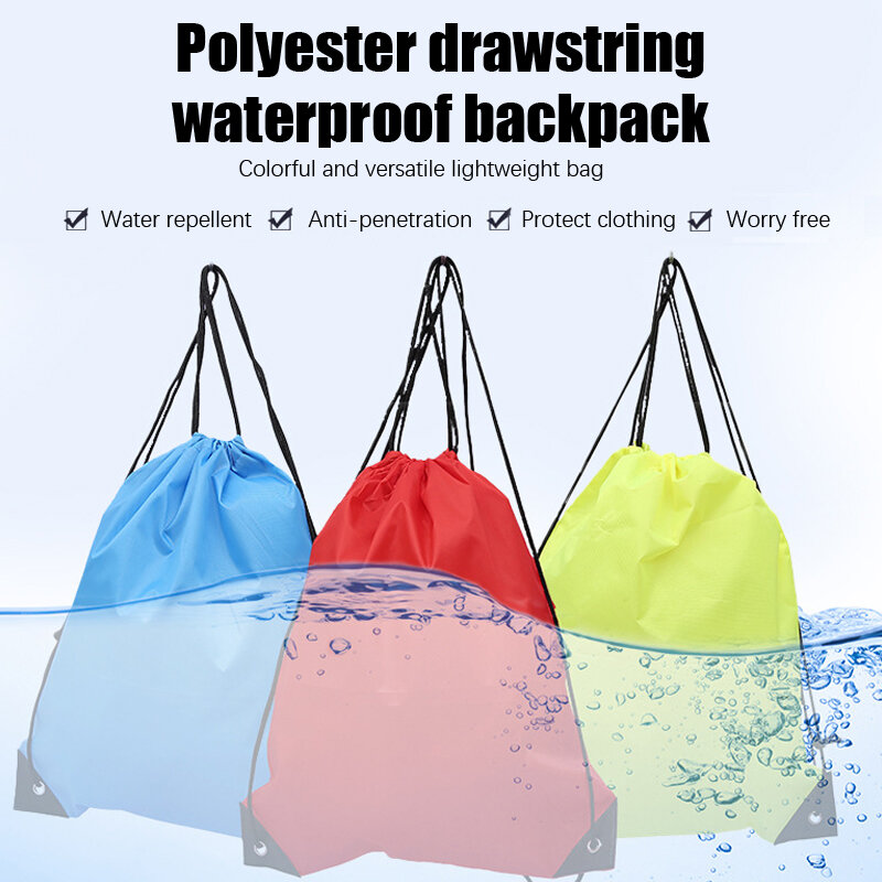 Outdoor Drawstring Gym Bag Women Men String Bags Swimming Pool Clothes Shoes Storage Waterproof Packaging Pocket Unisex Fitness