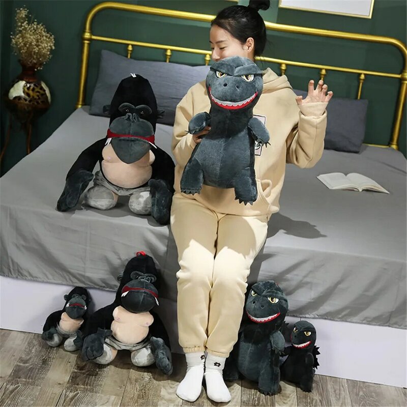 ตุ๊กตาสัตว์จากภาพยนตร์เรื่อง King of Monsters Godzilla Dinosaurs vs. orangutans คิงคอง Kawaii ตุ๊กตาของเล่นของขวัญวันเกิดวันคริสต์มาสสำหรับเด็ก