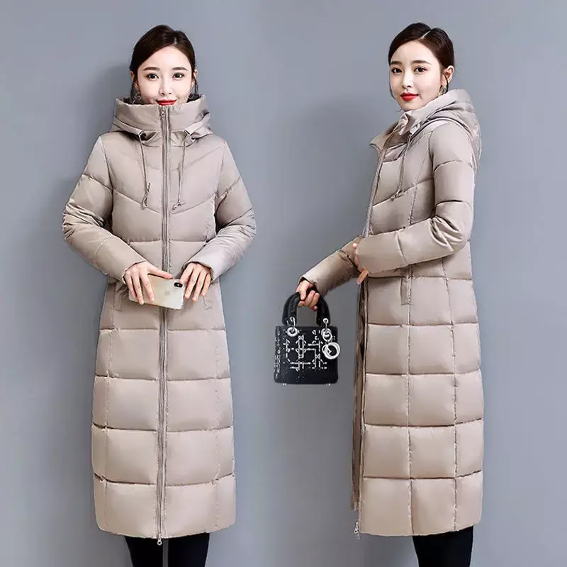 Очень теплая и холодная женская зимняя длинная куртка-пуховик, легкая Модная парка с подкладкой, 2024