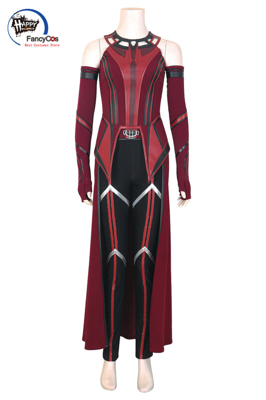 Disfraz de bruja Scarlet de Wanda Vision, Maximoff, traje de Carnaval de Halloween, máscara hecha a medida