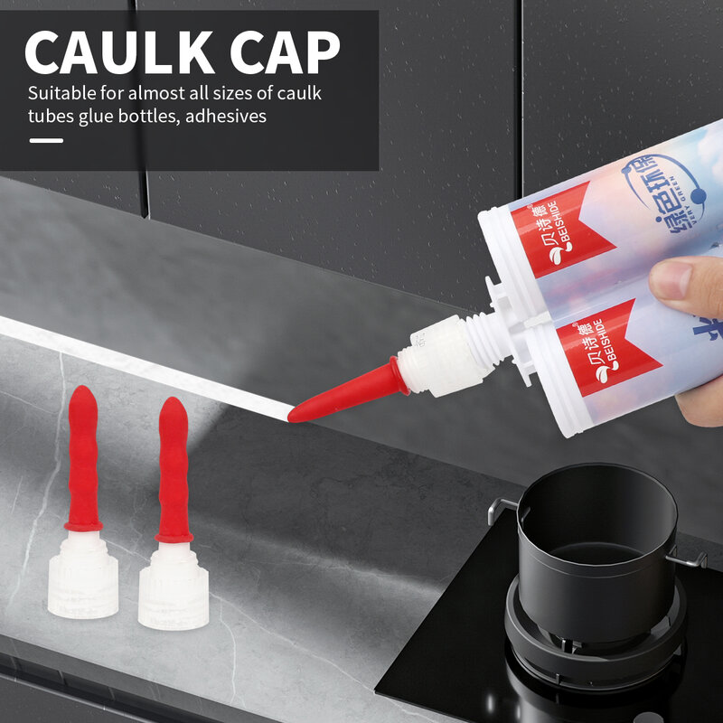 10Pcs Caulking Gun Nozzles Cap Red Caulk Saving Cap Caulk Sealer Saver Open Caulking Tube For Sealing And Preserving