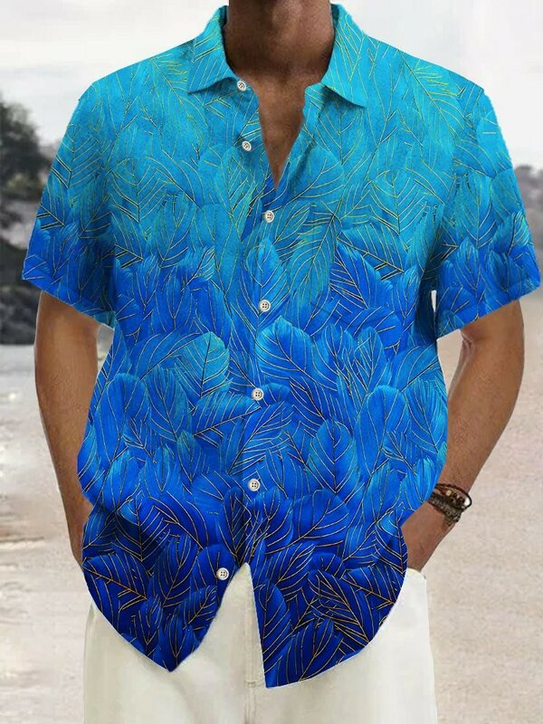 Camisas havaianas estampadas em 3D para homens, arte de botões, camiseta manga curta, tops de praia, moda diária, verão