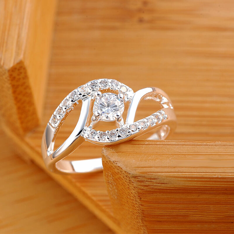새로운 스트리트 웨어 925 스털링 실버 반짝이 지르콘 다이아몬드 반지, 여성을 위한 웨딩 파티 선물 고급 주얼리 약혼 반지