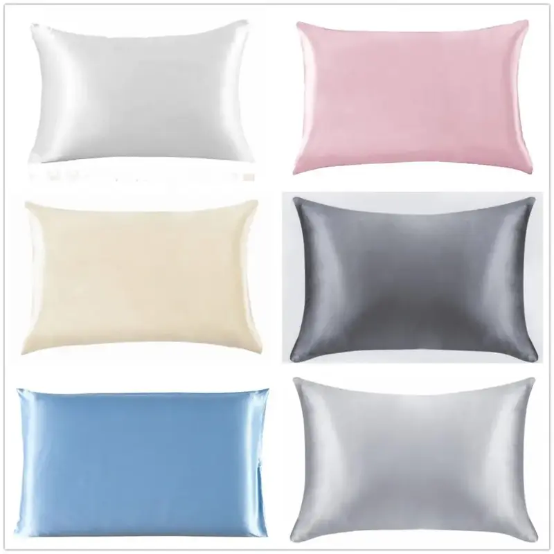 Polyester Satin King Pillowcase Soft Smooth Queen/Standard Pillowcase Cushion Cover Chair Seat Bedding Pillows Cover Home Decor