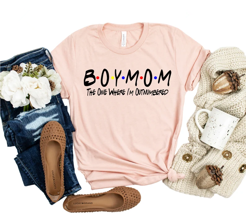 Boy Mom Shirt girocollo estetico Baby Paw Mom Mama camicie cotone Plus Size manica corta Top Tees abbigliamento femminile Streetwear