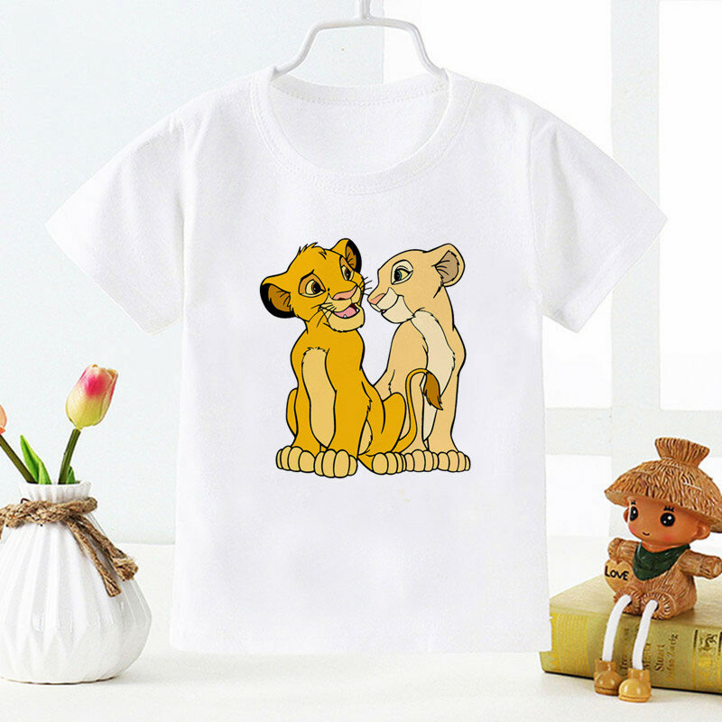 Il re leone Simba T Shirt bambini ragazzi vestiti bianchi breve Sleev T-Shirt estate abbigliamento per bambini bambino top 1-12 anni
