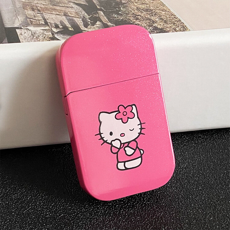 헬로 키티 고양이 핑크 라이터, 창의적 라이터, 카와이 마이멜로디 쿠로미 시나모 산리오 방풍 레드 플레임 라이터, 빠른 배송