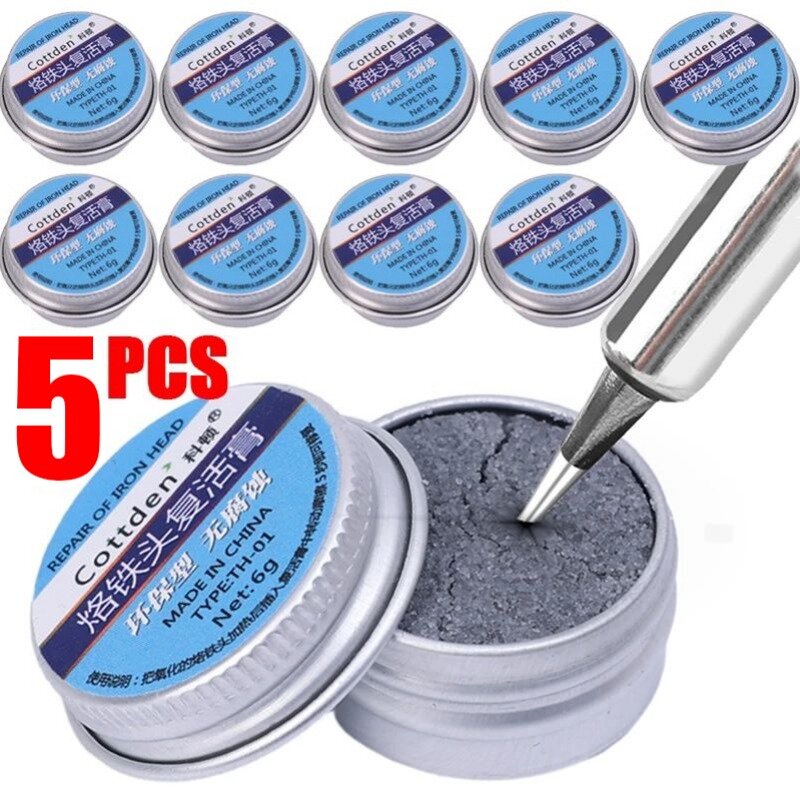 5/1Pcs Soldering Iron Head Repairing Agent Removing Oxidation Cleaning Cream Activator Welding Iron Tip Cleaner Lead Free 6g