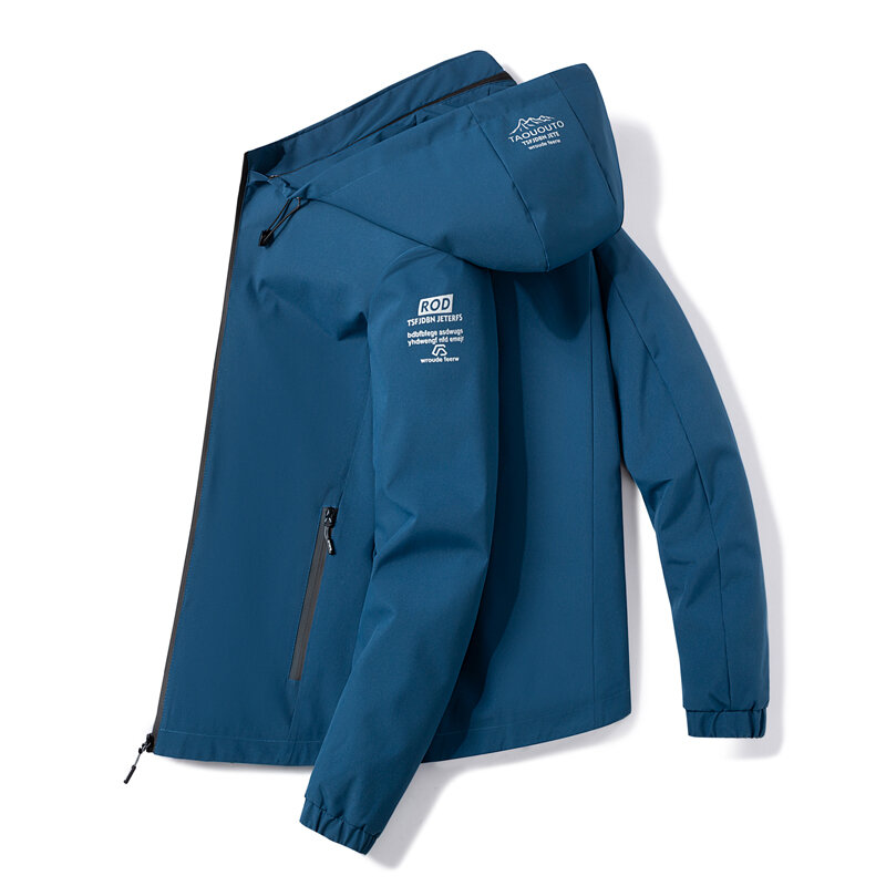 용수철 남성 재킷 트렌디한 얇은 단색 후드 재킷, 힙합 스트리트웨어, 남성 캐주얼 코트, 스포츠 가을 블랙 바람막이 4XL