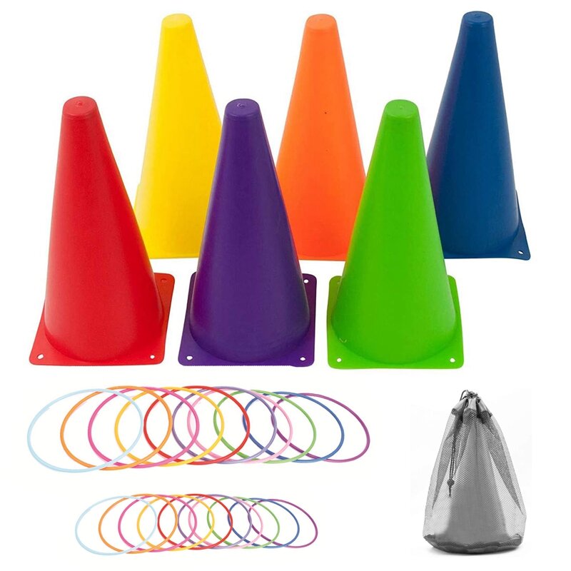 26 pcs plástico cones anel lance combo conjunto ao ar livre carnaval jogos para crianças adultos aniversário festa jogando quintal jogos
