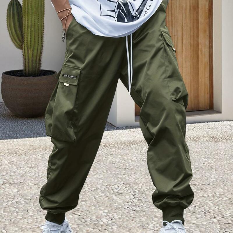 Pantalones Cargo con múltiples bolsillos para hombre, ropa de calle con cintura elástica, multibolsillos, transpirables, holgados, para Hop