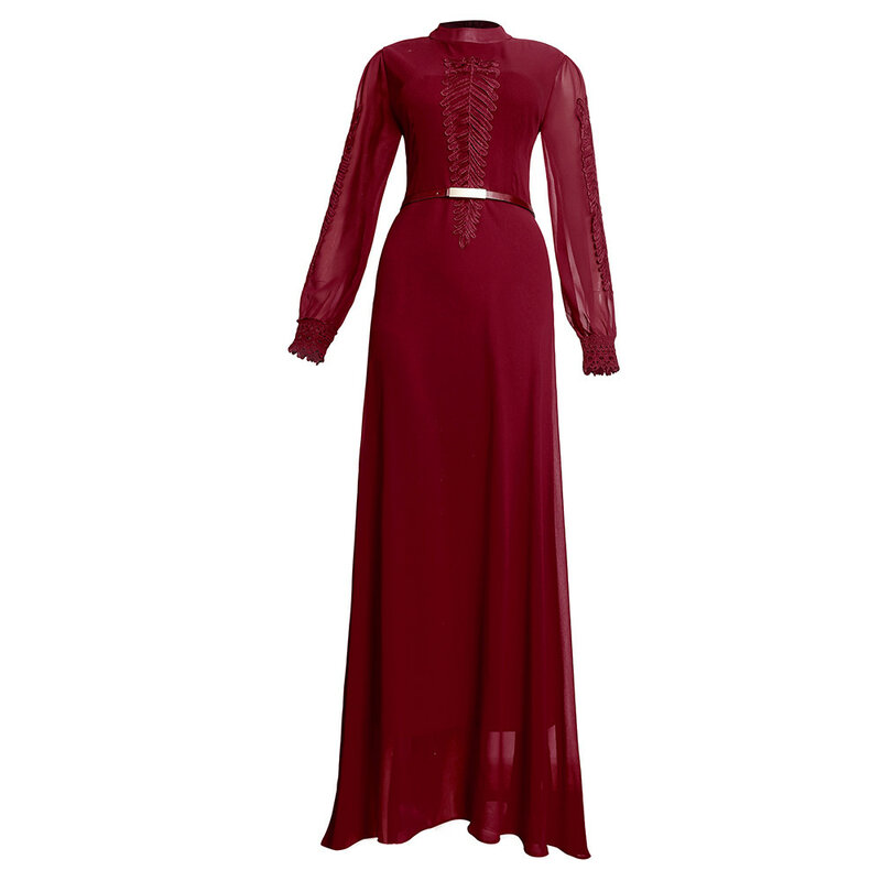 Vestido de gasa de talla grande para mujer africana, Falda bordada por encima de la rodilla con cinturón, 390 #