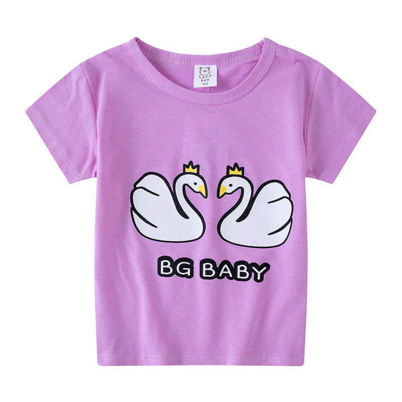 Bebê menino e menina verão t-shirt, roupas infantis, desenhos animados, animais, algodão, tamanho 3, 4, 5 e 6 anos