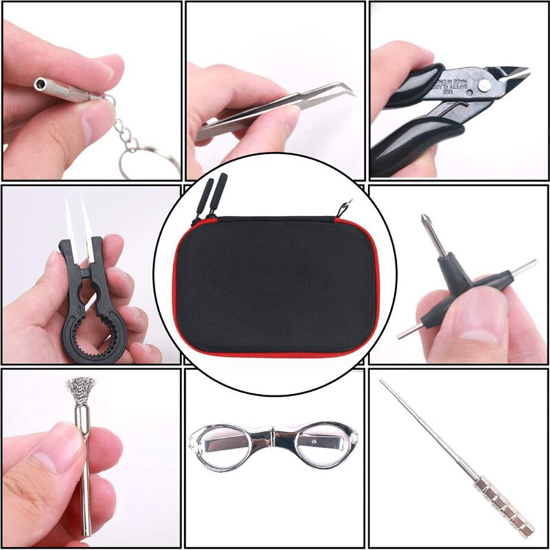 9 in 1 Mini Vape DIY Tool Bag Coil jig Tweezers Pliers Repair Tool Kits Cig Accessories Vape Bag s Tweezers Pliers Vape Bag