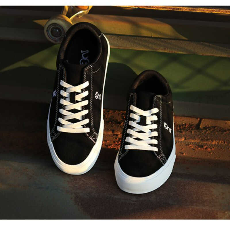 Joiints สีดำสำหรับผู้ชายรองเท้าหนังนิ่มรองเท้าผ้าใบแฟชั่นวัยรุ่น Vulcanized รองเท้าสเก็ตบอร์ด Casual เดิ...