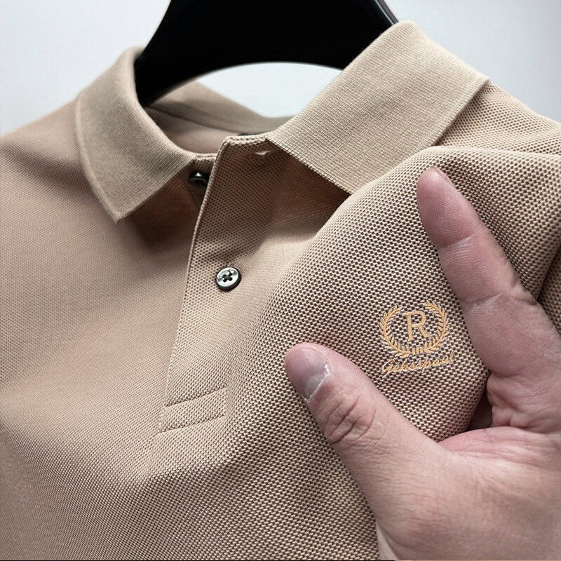 Letnia nowa męska koszulka Polo z klapami na pół rękawa moda Casual Business haftowany T-shirt polo z koszulką Polo z nieformalnym biznesem uchodzi