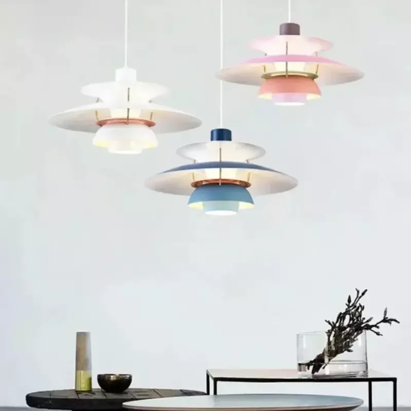 덴마크 디자인 다리미 펜던트 조명, LED 샹들리에, 북유럽 다채로운 우산 램프, 식탁 천장 장식, 주방 드롭라이트, E27
