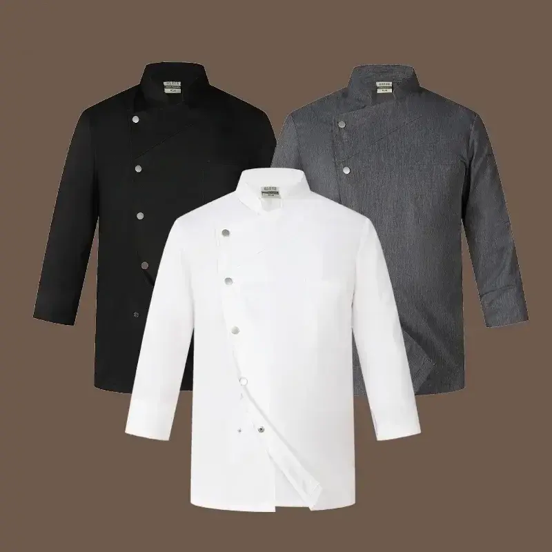 T-shirt White Coat Women Logo Jacket Waiter Restaurant Chef Baker Clothes Work Uniform Sleeve Cook Long Hotel