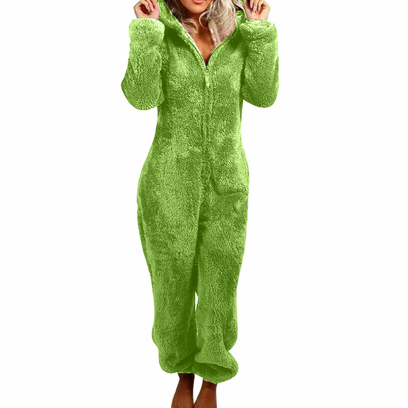 Cozy Oversize Fleece Pajamas Cute And Easy To Wear Versatile Zipper Fluffy Fleece Pajamas For Women