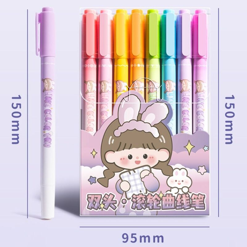 Ручка-маркер с забавными линиями, многоцветный контурный маркер разных форм, двухсторонний граффити-хайлайтер