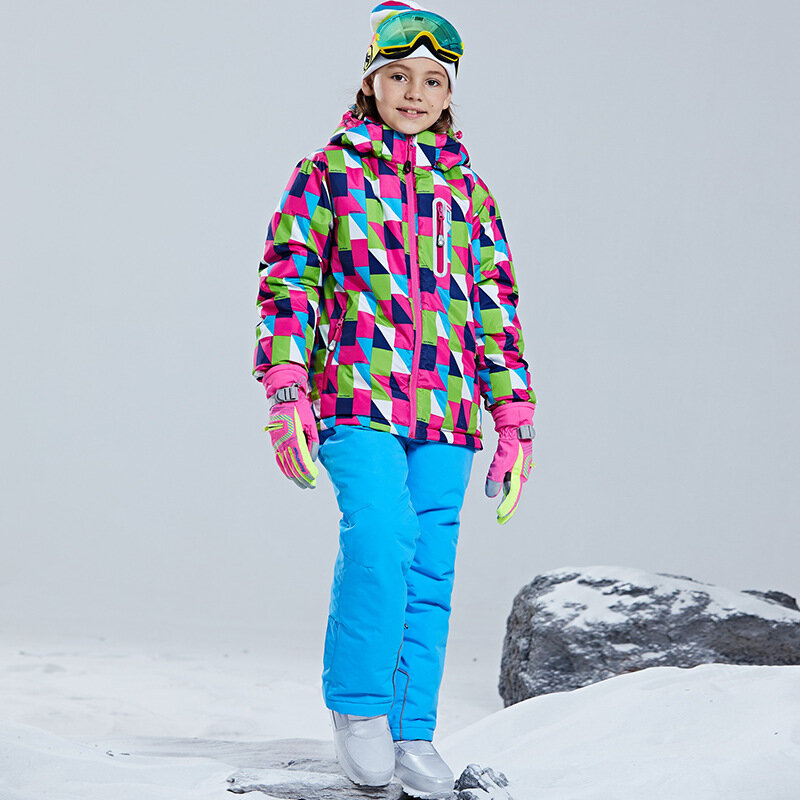 ชุดสกีสำหรับเด็ก, ชุดกันหิมะสำหรับครอสคันทรี100-160ซม. 5 6 7 8 9 10 11 12 13 14 15ปีเด็กหญิงเด็กชายทางวิบากกันน้ำให้ความอบอุ่น