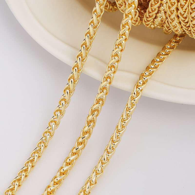 Collar con cadena gruesa de oro de 18 quilates, cadena trenzada y ahuecada, accesorios para hacer manualidades, WT-BC205