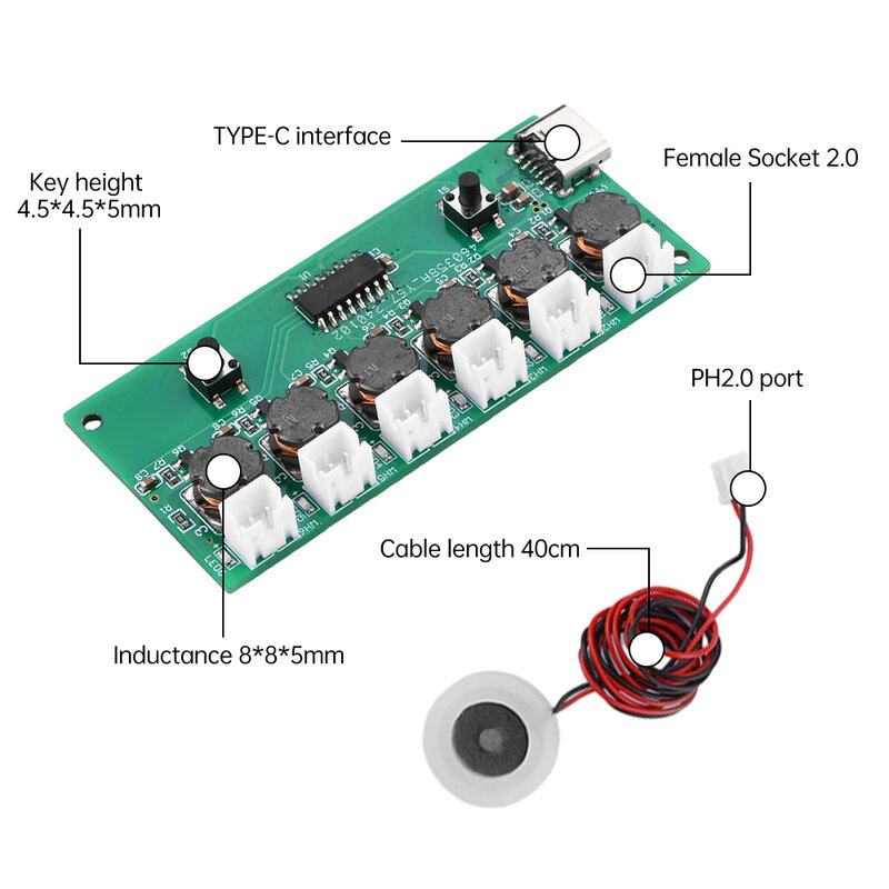 DC5V Six Spray Humidifier Module Type-C USB Mini DIY Kits Mist Maker and Driver Circuit Board Ultrasonic Atomizer