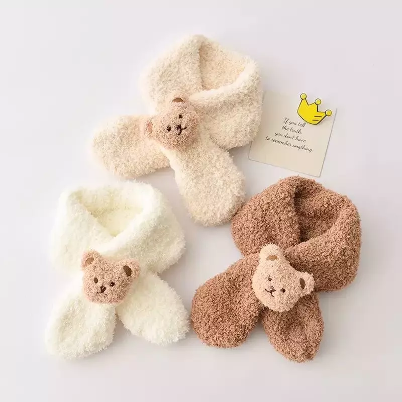 Милые детские шарфы в Корейском стиле, шали с милыми мультяшными медвежьими медведями для малышей, Зимние теплые детские аксессуары на осень и зиму