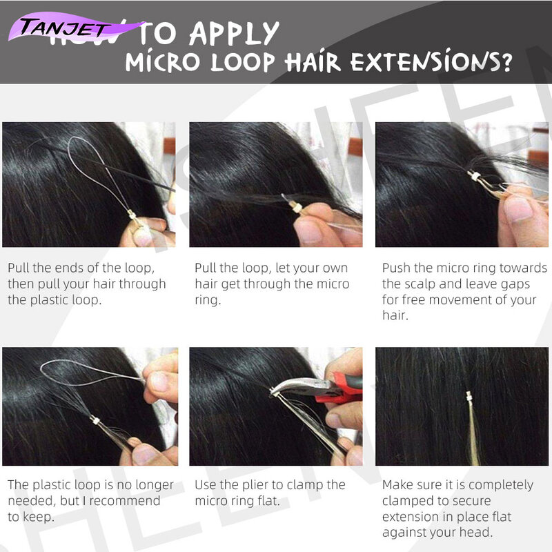 Extensiones de cabello humano Microlink de onda profunda para mujeres negras, microanillos naturales, cabello brasileño, lazos de cuentas, extensiones de cabello