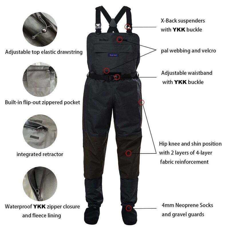 2023 Waterproof zipper 4-layer breathable fabric Neoprene stockings for men