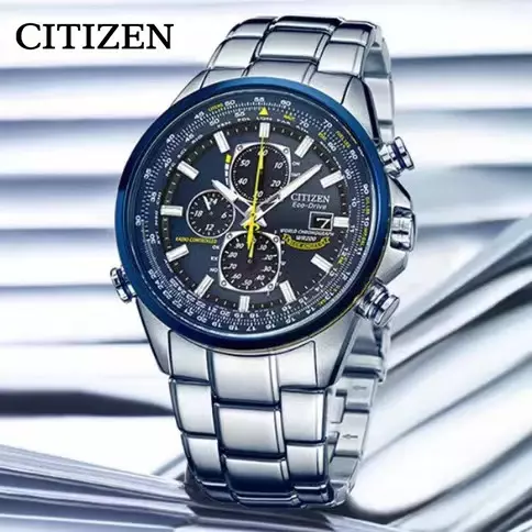 CITIZEN-reloj de cuarzo de lujo para hombre, cronógrafo automático, redondo, resistente al agua, con calendario luminoso, multifunción