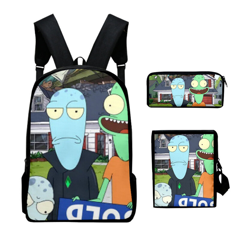 Popular Hip Hop Anime Solar 3D Print 3pcs/Set pupil School Bags Laptop Daypack Backpack Inclined shoulder bag Pencil Case