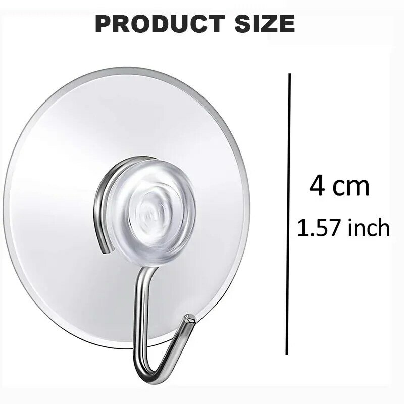 5/10Pcs Suction Cup Hooks 20/30/40/50/57mm Transparent Suction Cups With Metal Hooks Home Kitchen Bathroom Window Wall Hooks