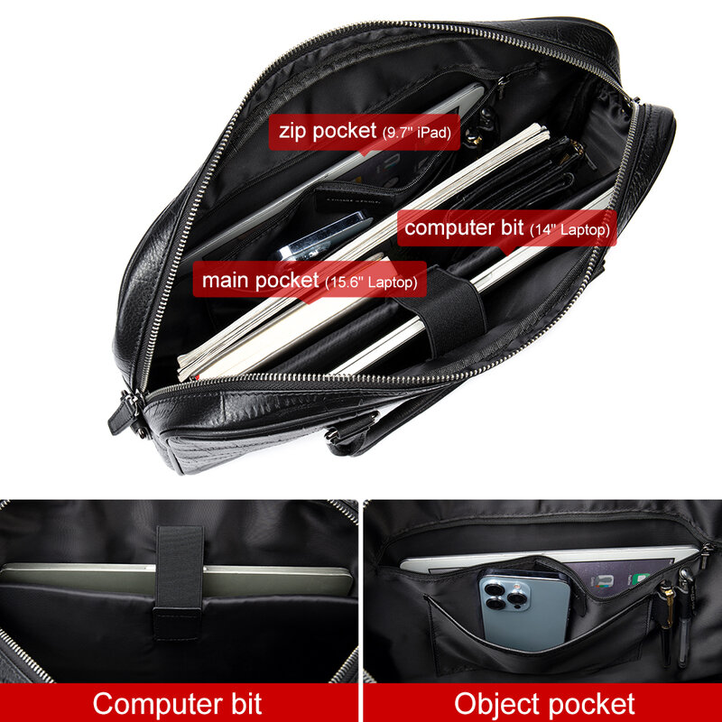 حقيبة جلدية بتصميم Westal-Croco ، حقائب كمبيوتر محمول للرجال ، محفظة أعمال ، محفظة رجال ، 15"