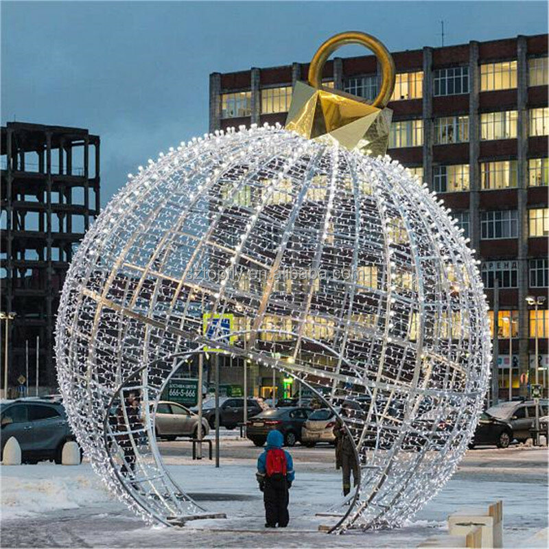 Nuovo arrivo decorazione esterna gigante natale 3D LED motivo luce arco palla luce centro commerciale decorazione natalizia