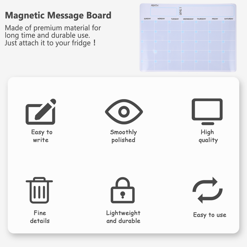Whiteboard Erasable Calendar Monthly Plan Sticker Magnetic Message Refrigerator Stickers