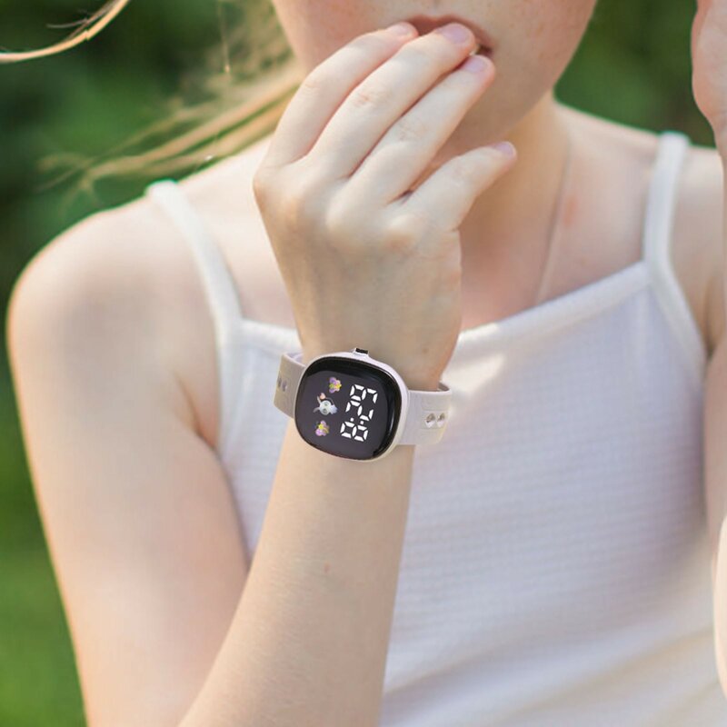 นาฬิกาเด็ก Jam Tangan Digital LED สำหรับเด็กนักเรียนกลางแจ้งนาฬิกาอิเล็กทรอนิกส์นาฬิกาข้อมือแสดงเวลาเดือนนาฬิกาข้อมือดิจิตอล