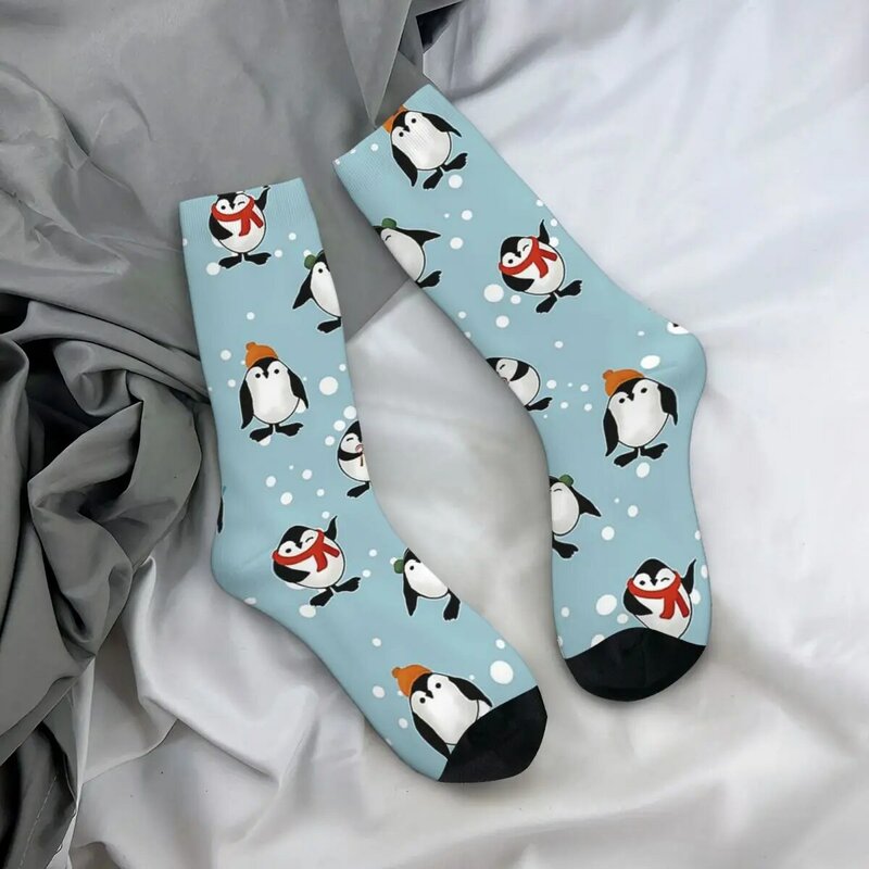 Всесезонные короткие чулки с пингвинами, носки с рождественским узором в стиле Харадзюку, забавные длинные носки, аксессуары для мужчин и женщин, рождественские подарки