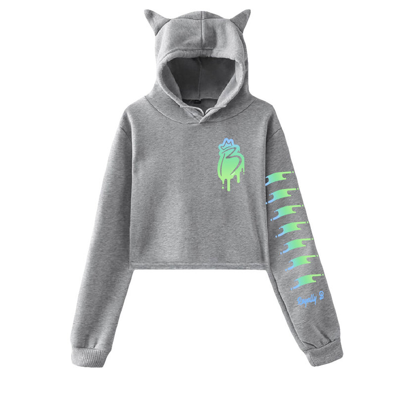 BriannaPlayz Merch Pullover Cat Cropped Sweatshirt Crop Top Green Dipped Hoodie Social Media Star Kawaii Girls Clothes