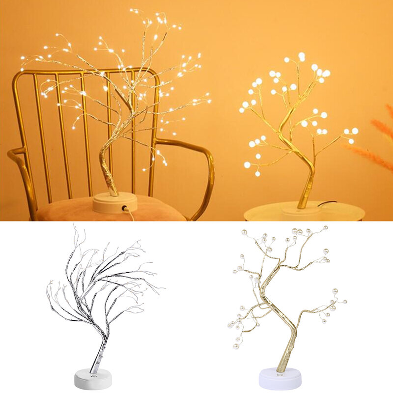 Ajustável LED Tree Table Lamp, Tree Branch, Desktop Night Light, alimentado por bateria, DIY Tree Table Light, Decoração para casa