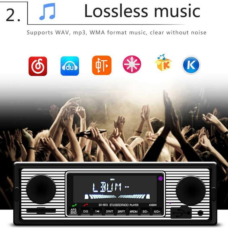 Stereo Mobil Bluetooth Antik Radio Mobil MP3 Player Stereo USB untuk AUX Klasik Stereo Audio Mobil Perak Hitam Aksesori Mobil