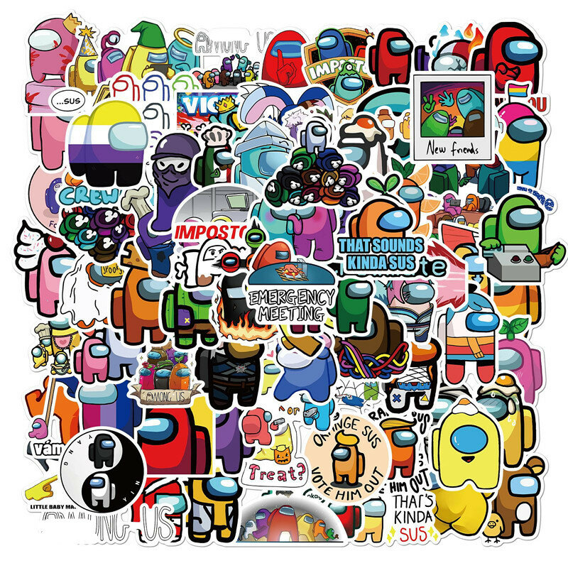 50pcs Cartoon Kawai Among Stickers for Phone Laptop Diary Guitar Suitcase Graffiti Waterproof Us Sticker Decals Kids Toy