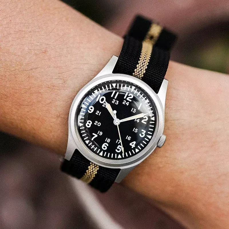 RDUNAE G10 jam tangan militer Retro 34.5mm, jam tangan Pilot pria kuarsa olahraga kepribadian bercahaya kaca Mineral K1 baja tahan karat 316L