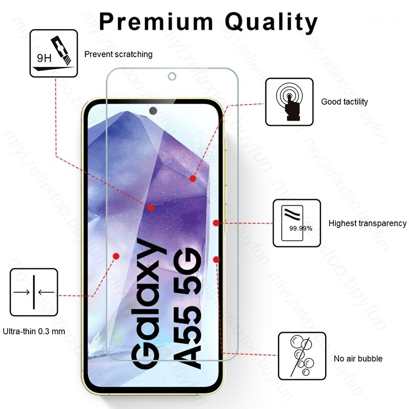 Für Samsung Galaxy A55 5g Glas 6 in1 Kamera Objektiv Displays chutz folie Samsung Samsung A 55 35 25 15 05s Schutz glas A25 A35 A15