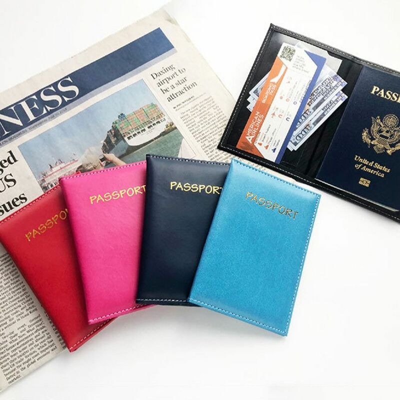 Couverture de protection en cuir PU pour passeport, porte-cartes, étui pour lettre, portefeuille, accessoires de voyage
