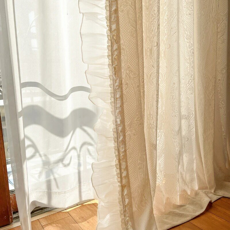 French Rococo Style Retro style Three-dimensional Relief Craft Window Screen Lace Curtains for Living Dining room Bedroom